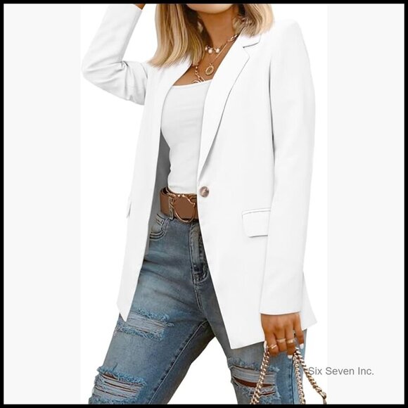 Jackets & Blazers - Polyester Lined Blazer with Notch Lapel and Pockets